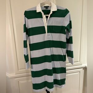 J. Crew Green and Gray Striped Long Sleeve Dress